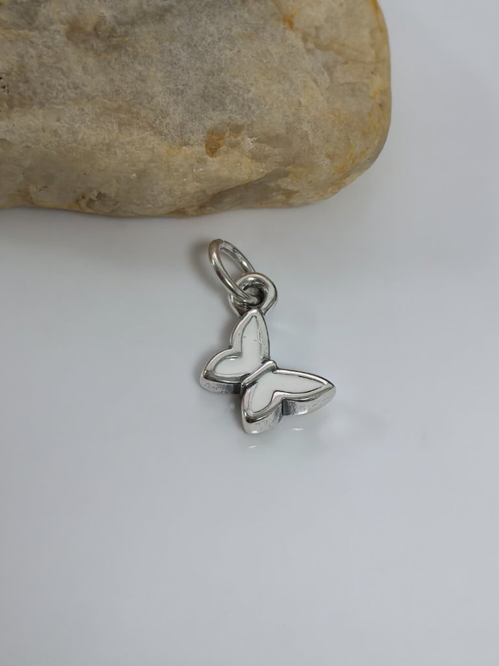 James Avery Enamel Mini Butterfly Charm (white), S925 Silver Jewelry (Women's)